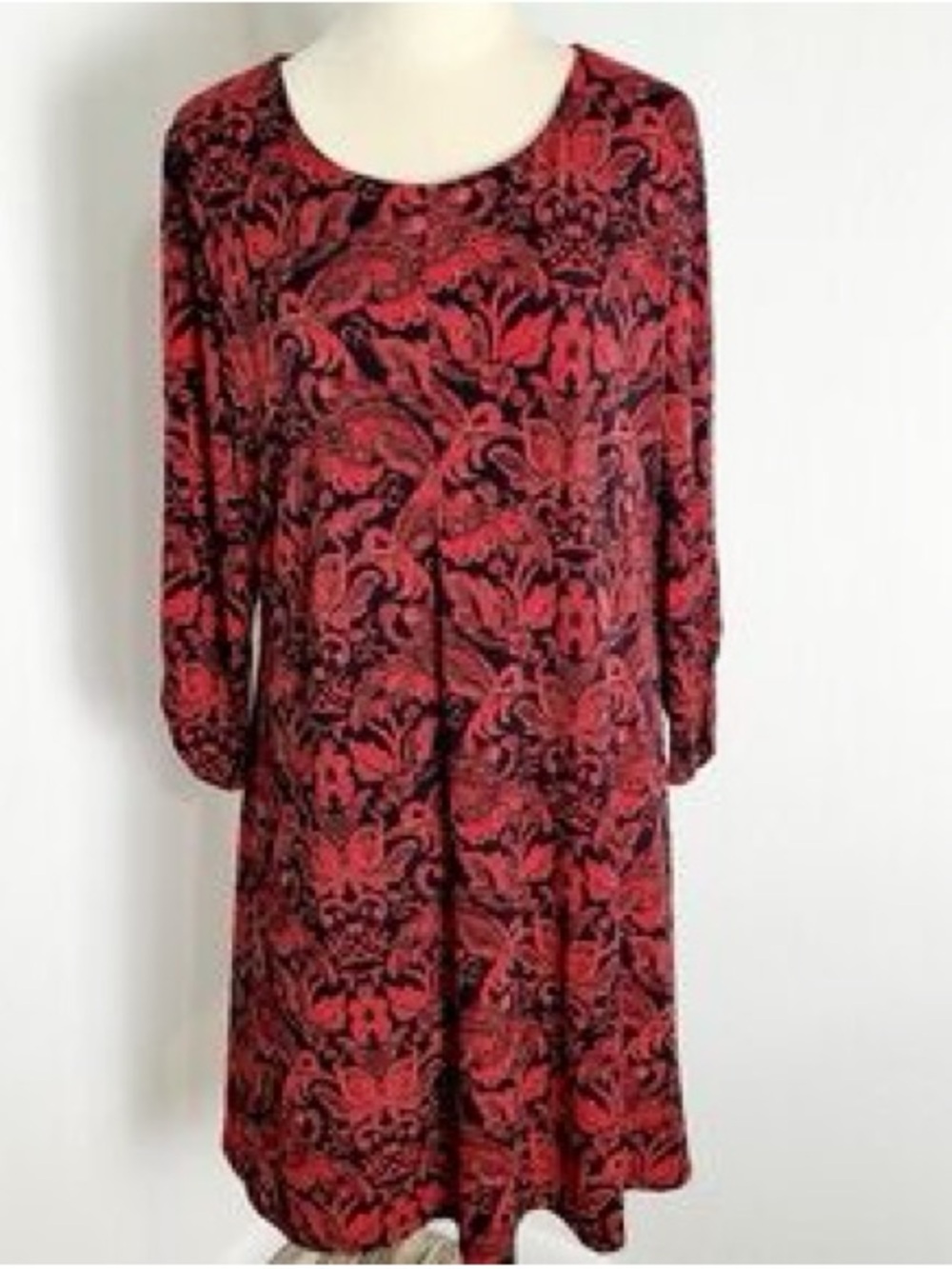 Women's Cato Fashions red and black damask paisley dress
